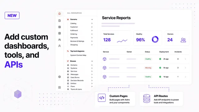 Add custom dashboards, tools, and APIs to EventCatalog