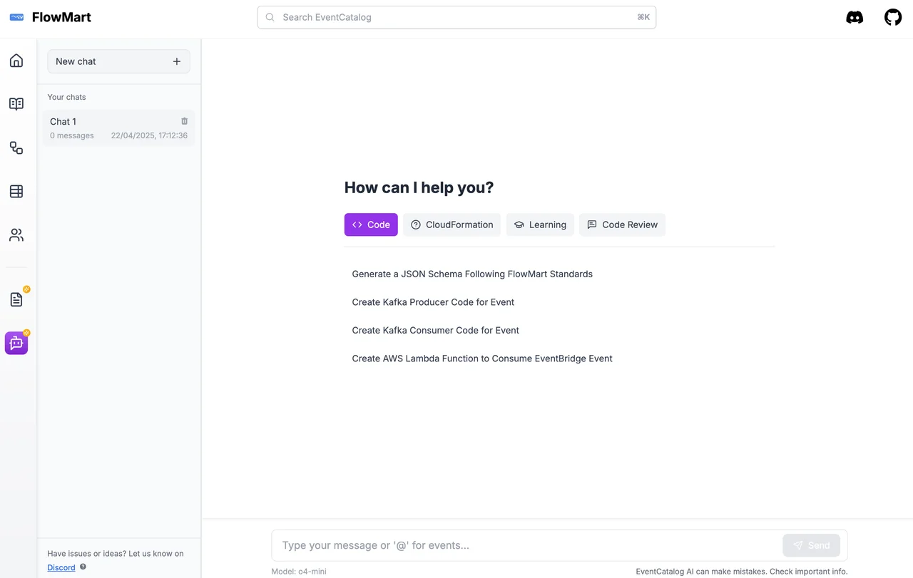 EventCatalog Chat Screenshot