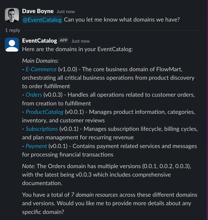 EventCatalog Slack Bot